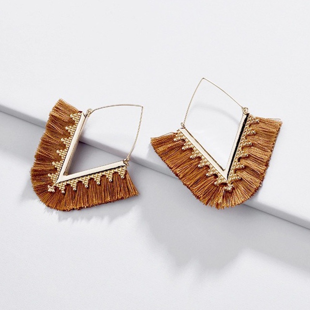 ❤️ Brown Boho Tassel Earrings